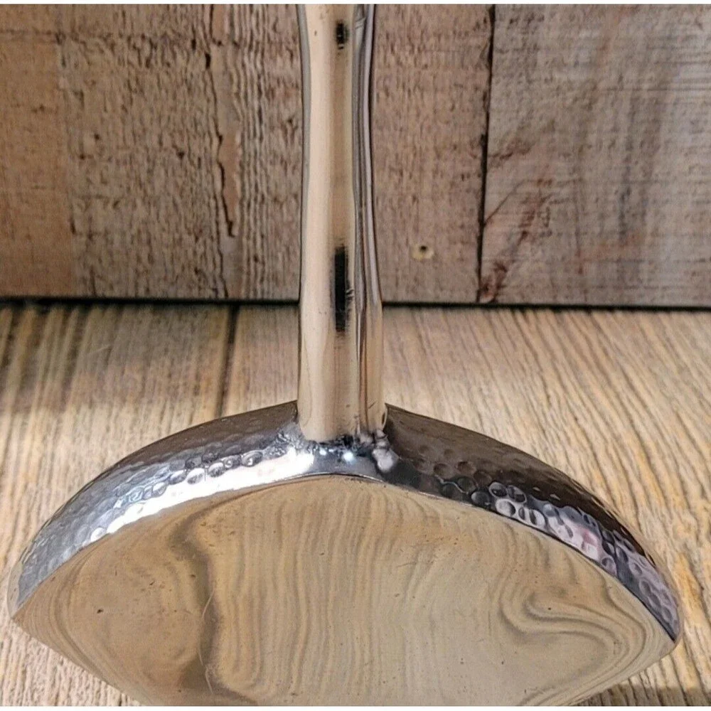 Chromed Metal Flower vase or Art, with hammered accents.